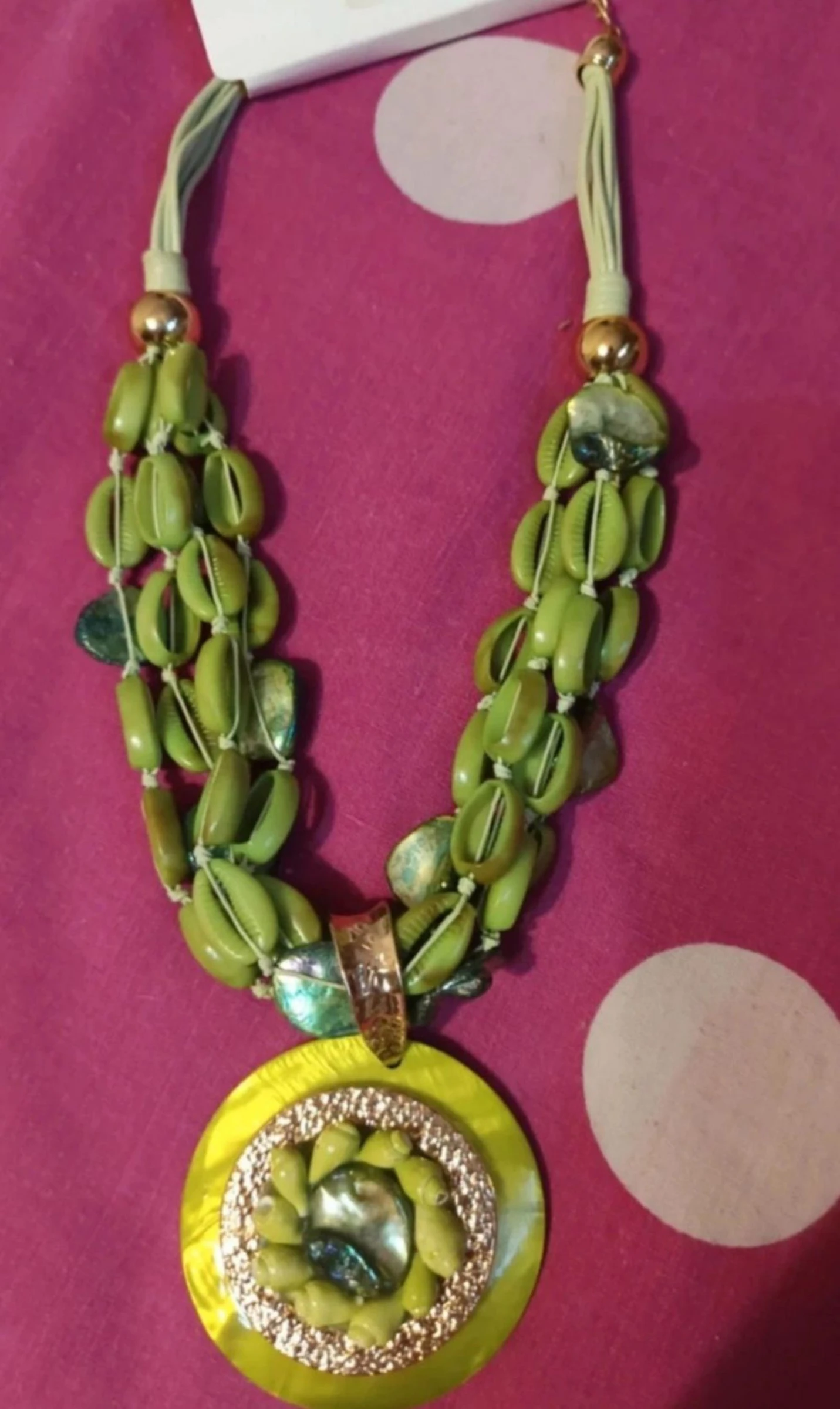 Boho necklace. Summer beads. Green and gold color. – photo 5